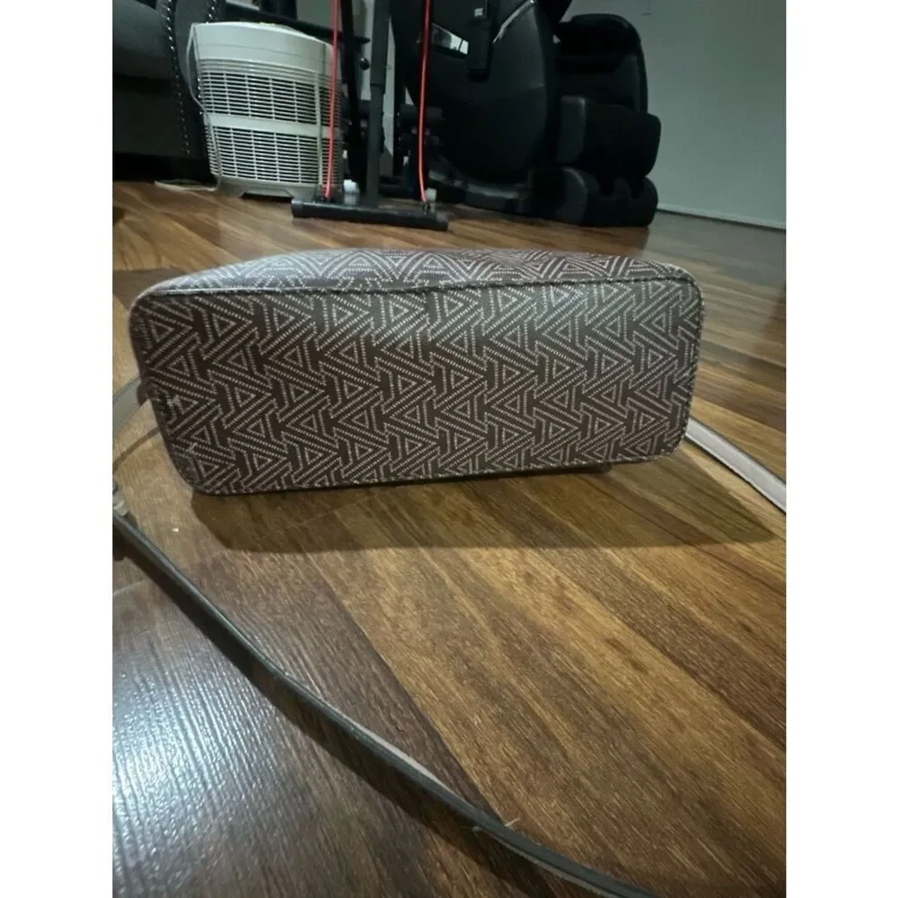 Aldo Patterned Taupe Satchel with Cream Trim